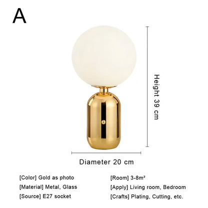 Decorbites™ Glas-Schreibtischlampe: Schlankes nordisches Design, ideal für Schlafzimmer, Wohnzimmer, E27