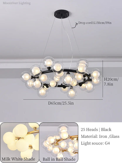 DecorBites™ Glass Ball LED Chandelier Modern Pendant Light for Home Decor