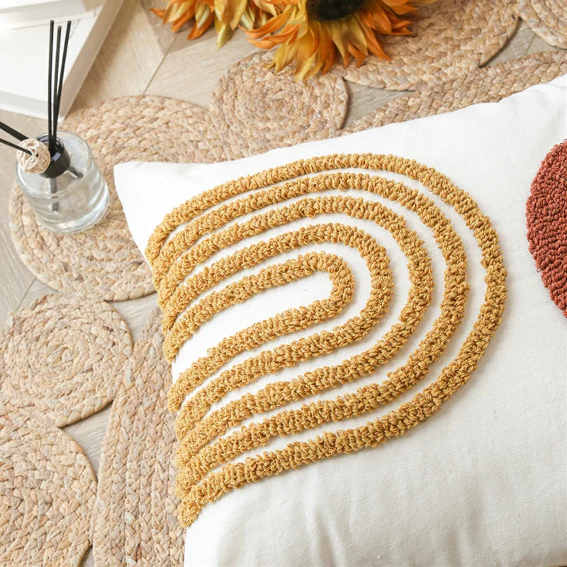 Decorbites™ Gematrisches Tufted Kissenbezug in verbranntem Orange Halbkreis für das Wohnzimmer