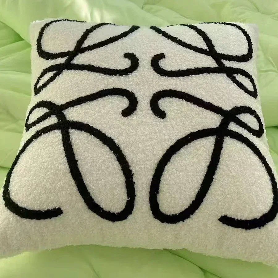 Beige Abstract Wool Pillow