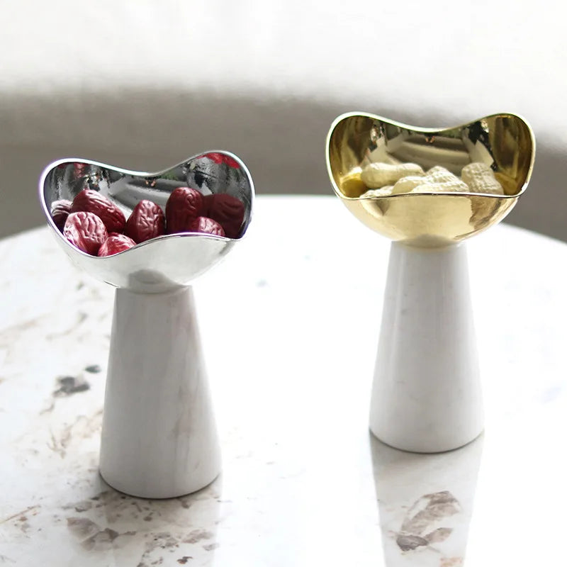 Decorbites™ Goldene Tablett-Dessertschüssel Obst-Snackteller Heimdekoration Aufbewahrungsbehälter