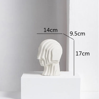DecorBites™ Geometric Ceramic Head Sculpture | Golden Alien Figurine