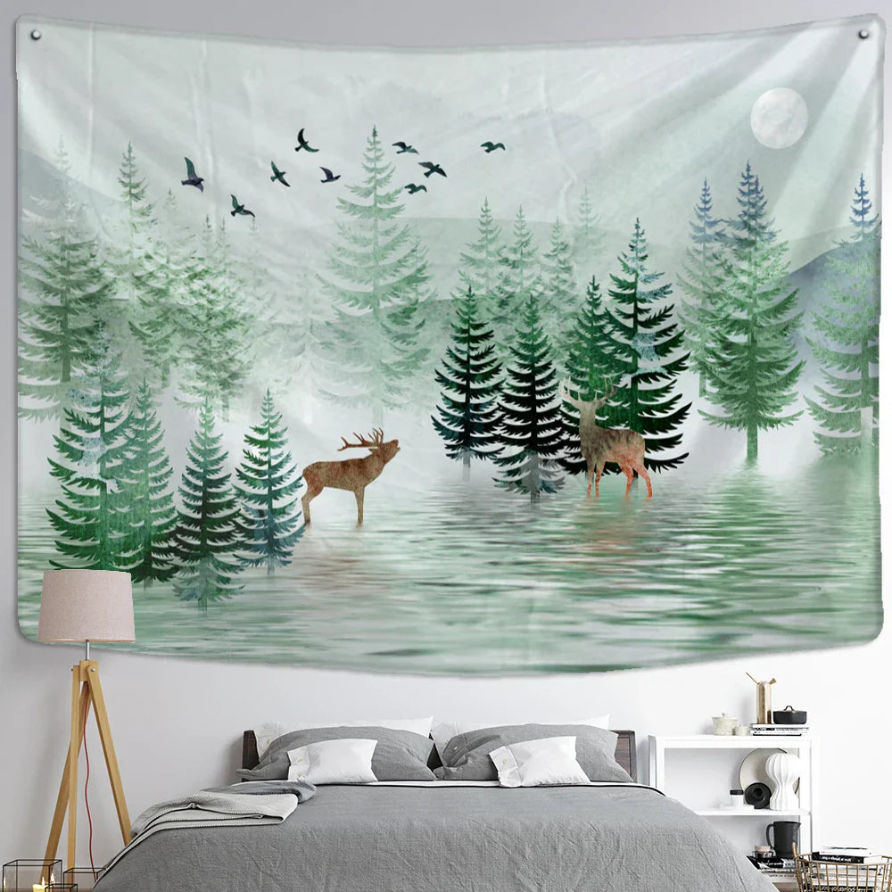 Decorbites™ Elch-Teppich Wandbehang Mystischer Sternenhimmel Wohnraumdekoration