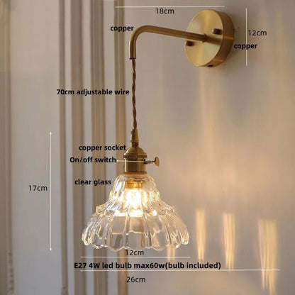 Decorbites™ LED-Wandleuchte Modern Nordisch mit Zugschalter Glas Schlafzimmerlampe