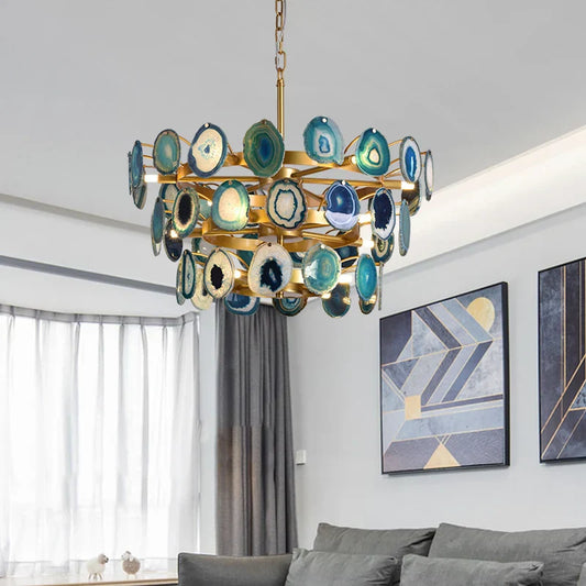 Decorbites™ Achat-Leuchter: Bunte LED-Beleuchtung für Eingangsbereich, Restaurant, Schlafzimmer – Verstellbares Kabel