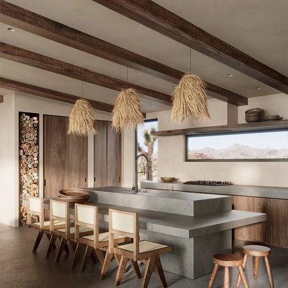 Decorbites™ Handgewebte LED-Hängeleuchte aus Rattan für Esszimmer & Bar