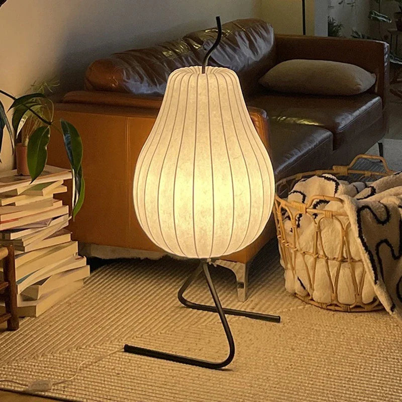 Decorbites™ Japanische Seidenstehlampe: Wabi Sabi LED-Stofflampe für Wohnzimmer & Schlafzimmer