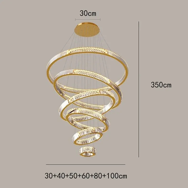 Decorbites™ Kristall-Runder Kronleuchter: Elegante Treppen-Pendantleuchte für luxuriöse Heimdekoration