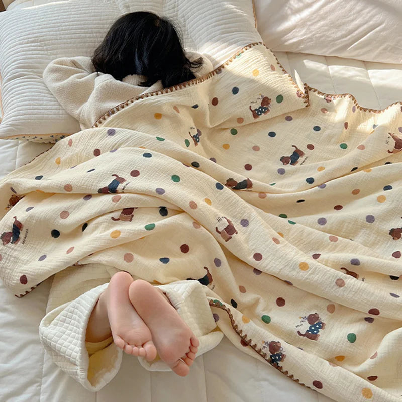 Cotton Cartoon Travel Blanket