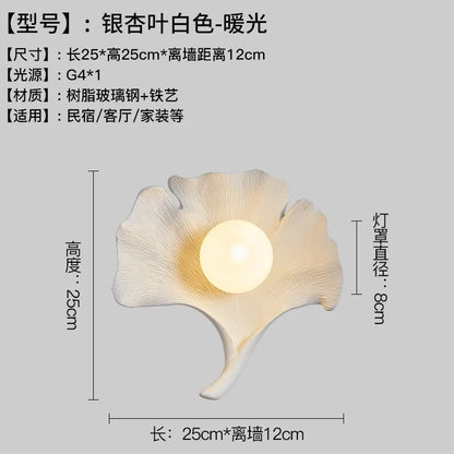 Decorbites™ Ginkgo-Biloba-Harz-Wandleuchte LED-Kunst-Dekoration für Schlafzimmer & Wohnzimmer