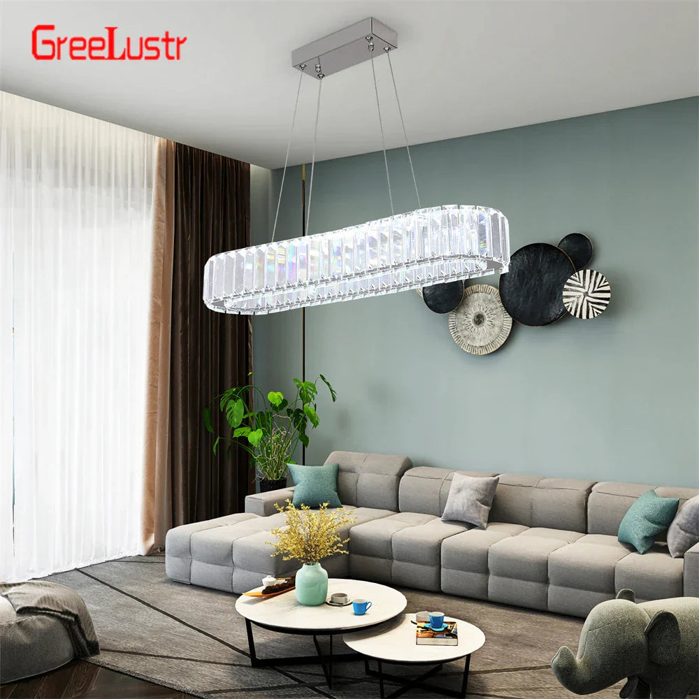 Decorbites™ Kristall-Oval-Design-LED-Kronleuchter: Moderne große Pendelleuchte für Wohnzimmer und Schlafzimmer
