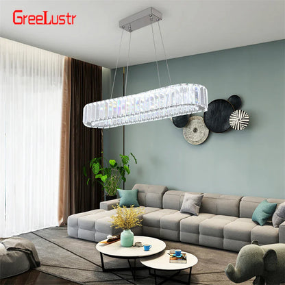 Decorbites™ Kristall-Oval-Design-LED-Kronleuchter: Moderne große Pendelleuchte für Wohnzimmer und Schlafzimmer
