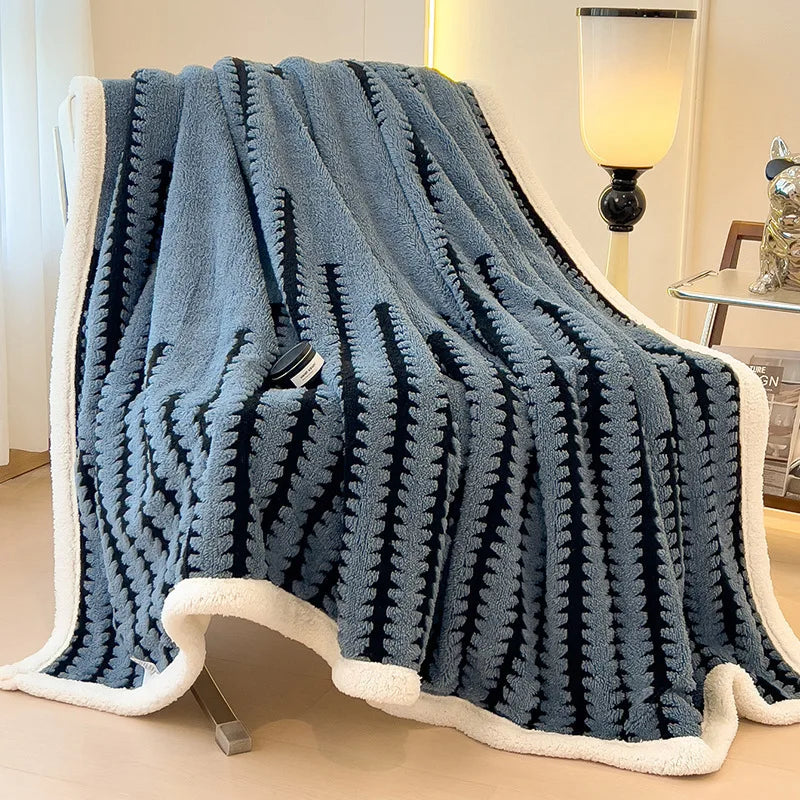 Decorbites™ Jacquard-Decke: Winterverdickte Lammwoll-Nap-Shawl für das Wohnzimmer