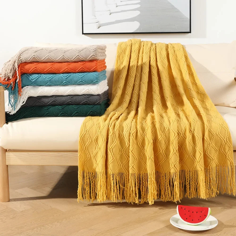Decorbites™ Gestrickte Woll-Decke - Gemütlicher Wohnakzent und Reisezubehör