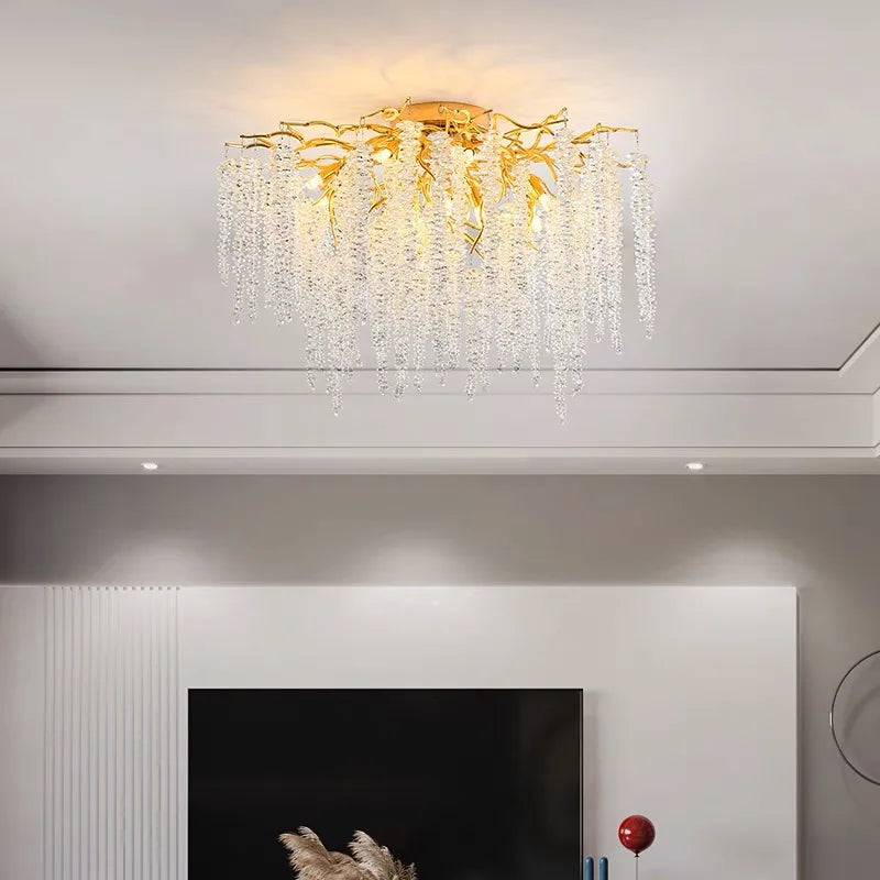 Decorbites™ Kristallzweigenleuchter: Elegante französische Stil Deckenleuchte für Wohn- und Esszimmer