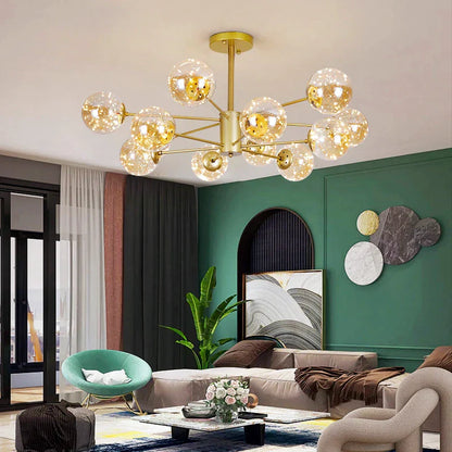 Decorbites™ Gold Star Glas-Kugelleuchte: Moderne nordische LED-Kronleuchter für die Hausdekoration