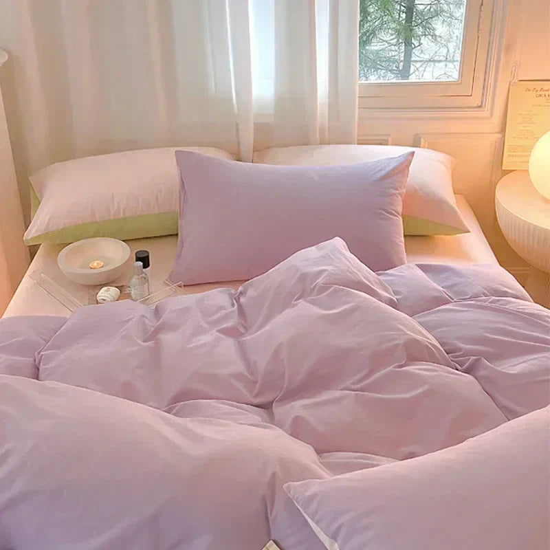 Decorbites™ Baumwoll-Bettwäsche-Set für Queensize-Bett: Bettbezug, Laken, Steppdeckenbezug, Kissenbezüge – Weich & Bequem