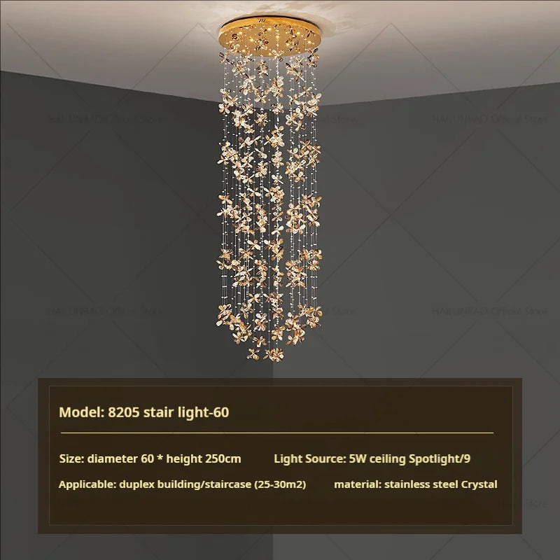 Decorbites™ Kristall-Treppenhaus-Leuchter | Moderne elegante Loft-Villa-Beleuchtung