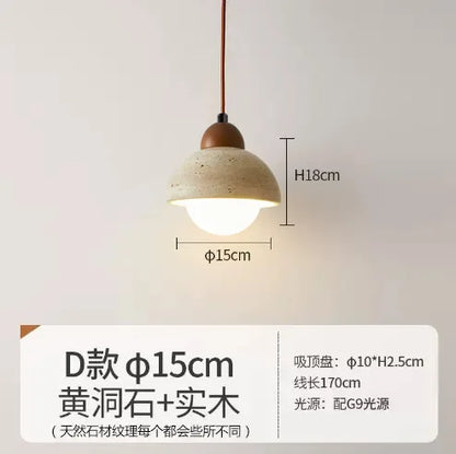 Decorbites™ Japanisches Holzturm-Stein-Hängeleuchte, Wabi-Sabi-Stil Gelber Hohlstein-Lampe
