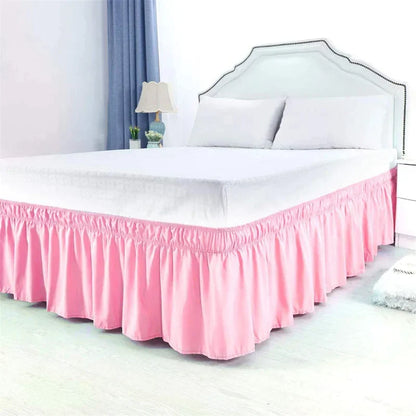 Decorbites™ Elastisches Bettrock - Weiches umlaufendes Rüschendesign - Verblassungsbeständige Einheitsfarbe