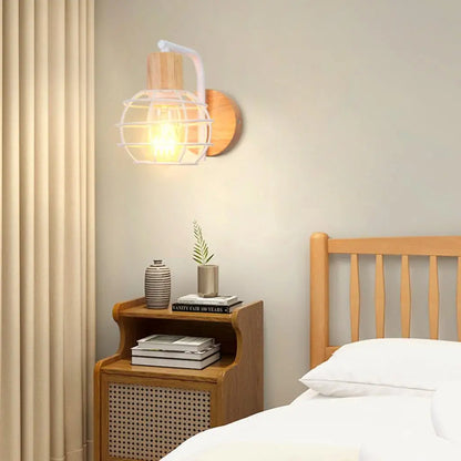 Decorbites™ Industrielle LED Holz Wandlampe E27 Retro Nachttischlampe Vintage Innenbeleuchtung
