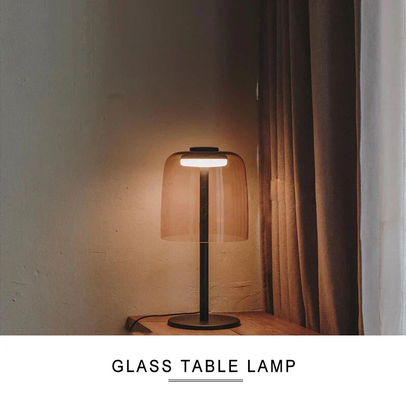 Decorbites™ Glas-Tischleuchte – Nordischer Stil Nachttischleuchte, einstellbare Helligkeit, minimalistisches Design