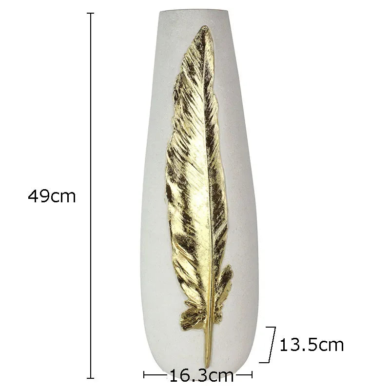 Gold Feather Vase Set