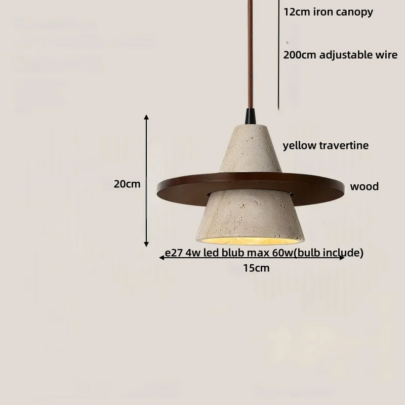 Decorbites™ LED-Drehknopf-Schalter-Pendant-Lampe Gelber Travertin Kupfer Wabi-Sabi Hängelampen