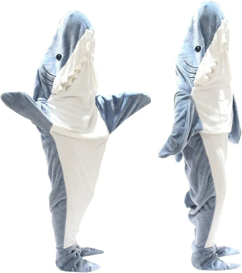 Decorbites™ Gemütliche Haifisch-Decke: Weiches Flanell, Verdickt, Warme Schoß-Schlafsack-Pyjamas