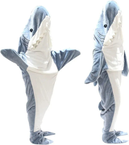 Decorbites™ Gemütliche Haifisch-Decke: Weiches Flanell, Verdickt, Warme Schoß-Schlafsack-Pyjamas