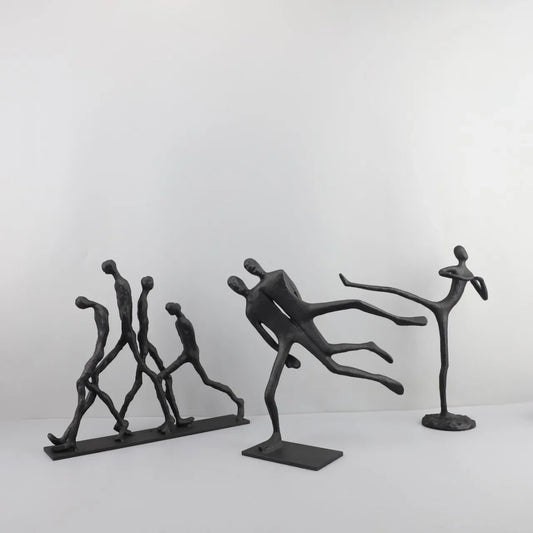 DecorBites™ Iron Man Abstract Sculpture Black Metal Figurine Decor for Room Aesthetics