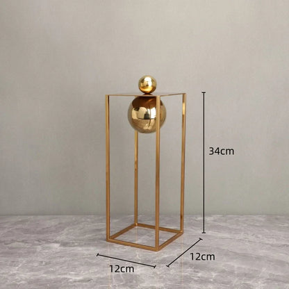 DecorBites™ Geometric Gold Frame Sculpture Decorative Figurines Metal Home Decor