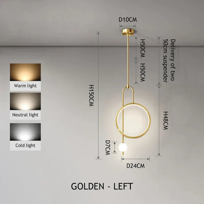 Decorbites™ Goldener Schwarzer Ring Glasball LED-Pendant-Leuchter