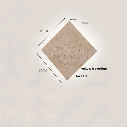 DecorBites™ LED Wall Lamp Sconce Yellow Travertine Square Stair Light Waterproof Fixture