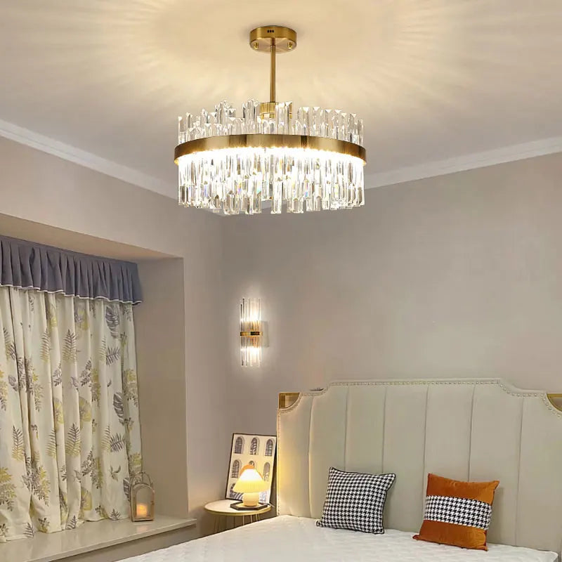 DecorBites™ Crystal Round Ceiling Chandelier: Luxe Nordic Living Room Dining Room Pendant Light