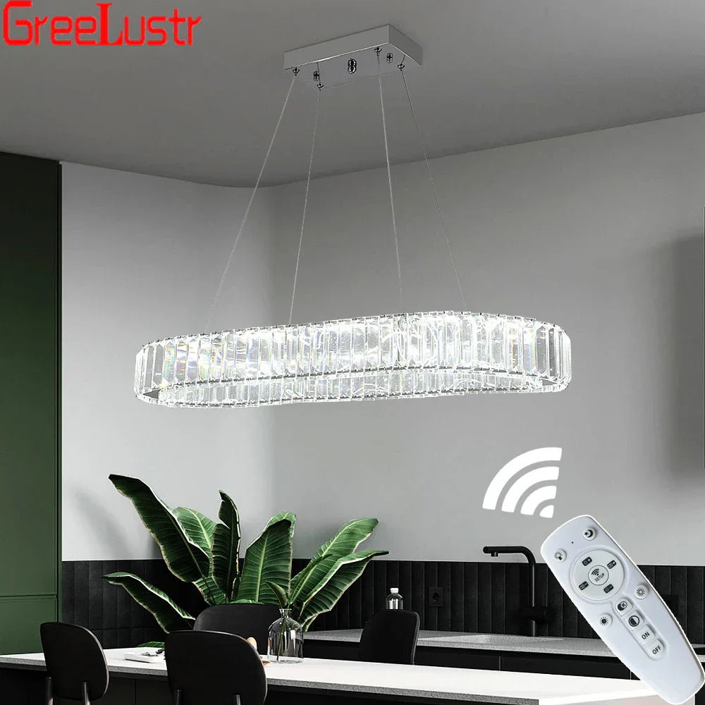 Decorbites™ Kristall-Oval-Design-LED-Kronleuchter: Moderne große Pendelleuchte für Wohnzimmer und Schlafzimmer