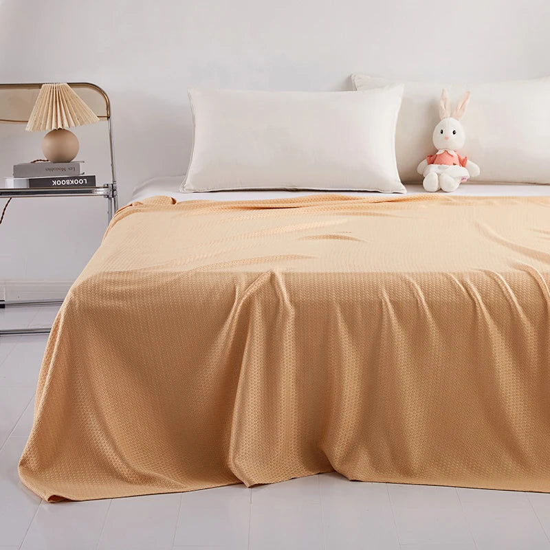 DecorBites™ Bamboo Fiber Summer Quilt - Lightweight & Breathable Diamond Grid Blanket