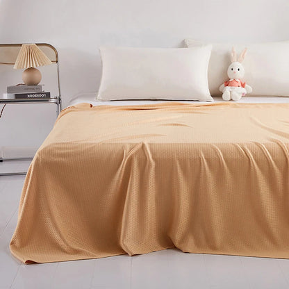 DecorBites™ Bamboo Fiber Summer Quilt - Lightweight & Breathable Diamond Grid Blanket