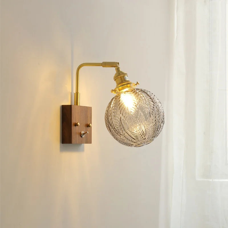 DecorBites™ Glass Copper LED Wall Lights Modern Bedside Lamp Applique Da Parete