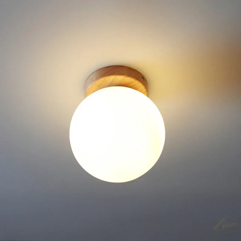 Decorbites™ Glasball-LED-Deckenleuchte auf Holzsockel