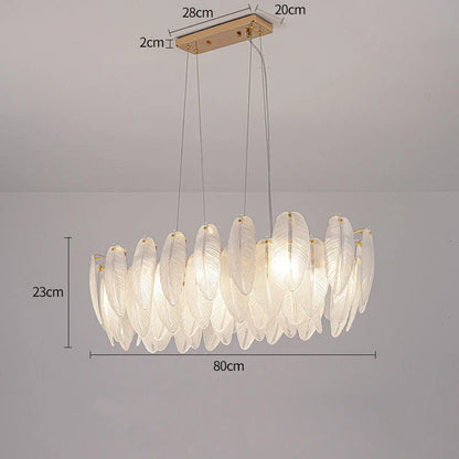 Feather Glass Gold Pendant Light