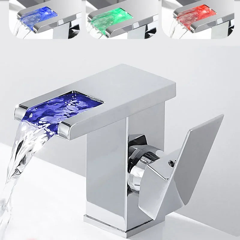 Decorbites™ LED-Wasserfall-Waschtischarmatur - Einhebelmischtapfen in Weiß, Schwarz oder Chrom