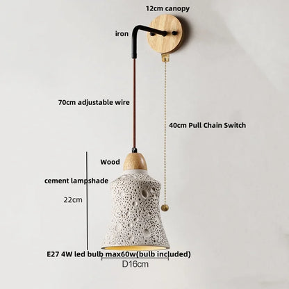 DecorBites™ Japanese Style LED Wood Wall Light with Pull Chain Switch for Bedroom and Restaurant