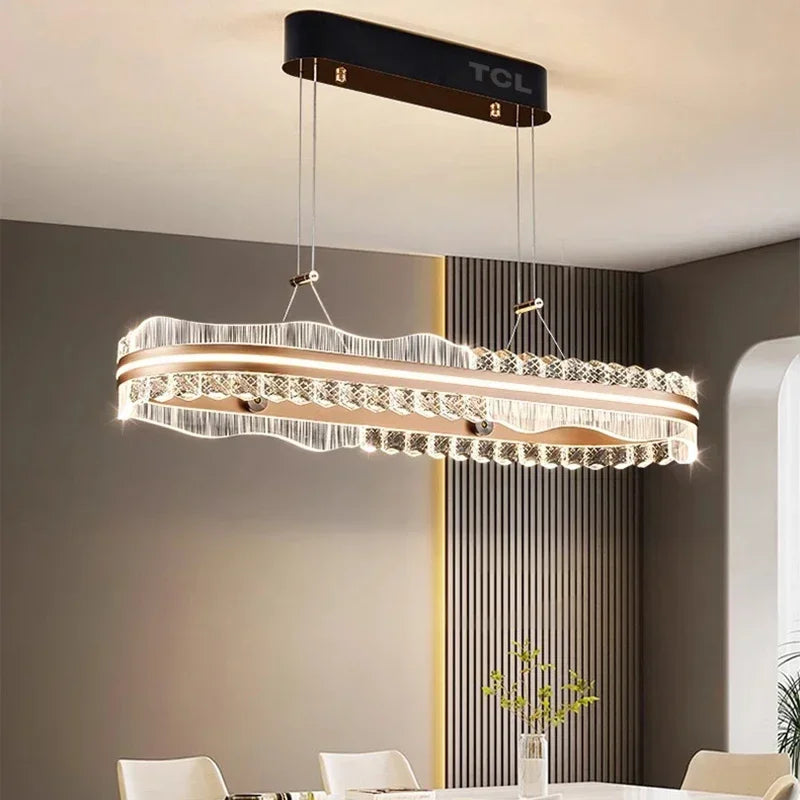 Brushed Gold LED Chandelier 88cm Length