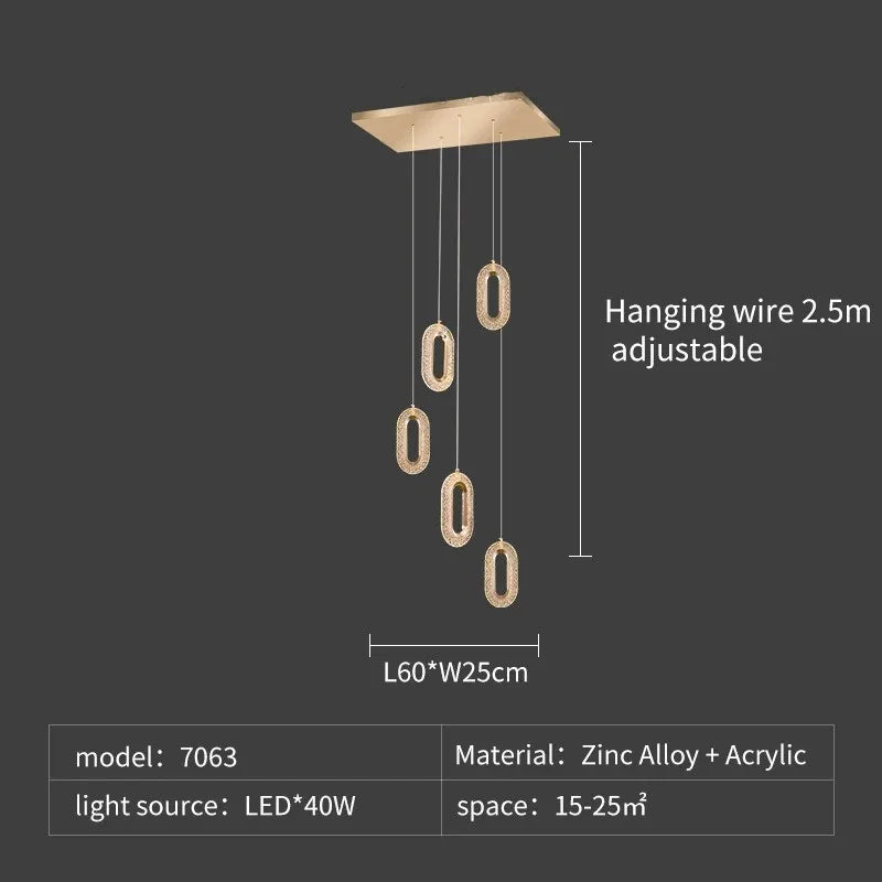 Decorbites™ Kristallringe-Kronleuchter: Treppenhaus Luxus-LED-Beleuchtungskörper