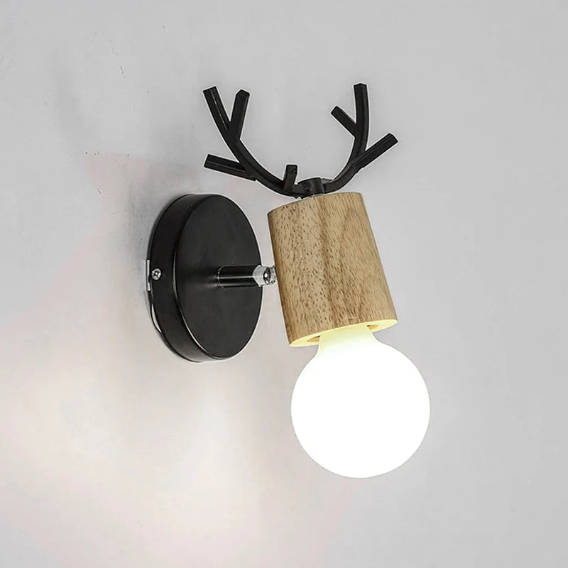 Decorbites™ LED Geweih-Wandleuchte Holz Nordisch Vintage Modern Loft Schlafzimmer-Beleuchtung E27