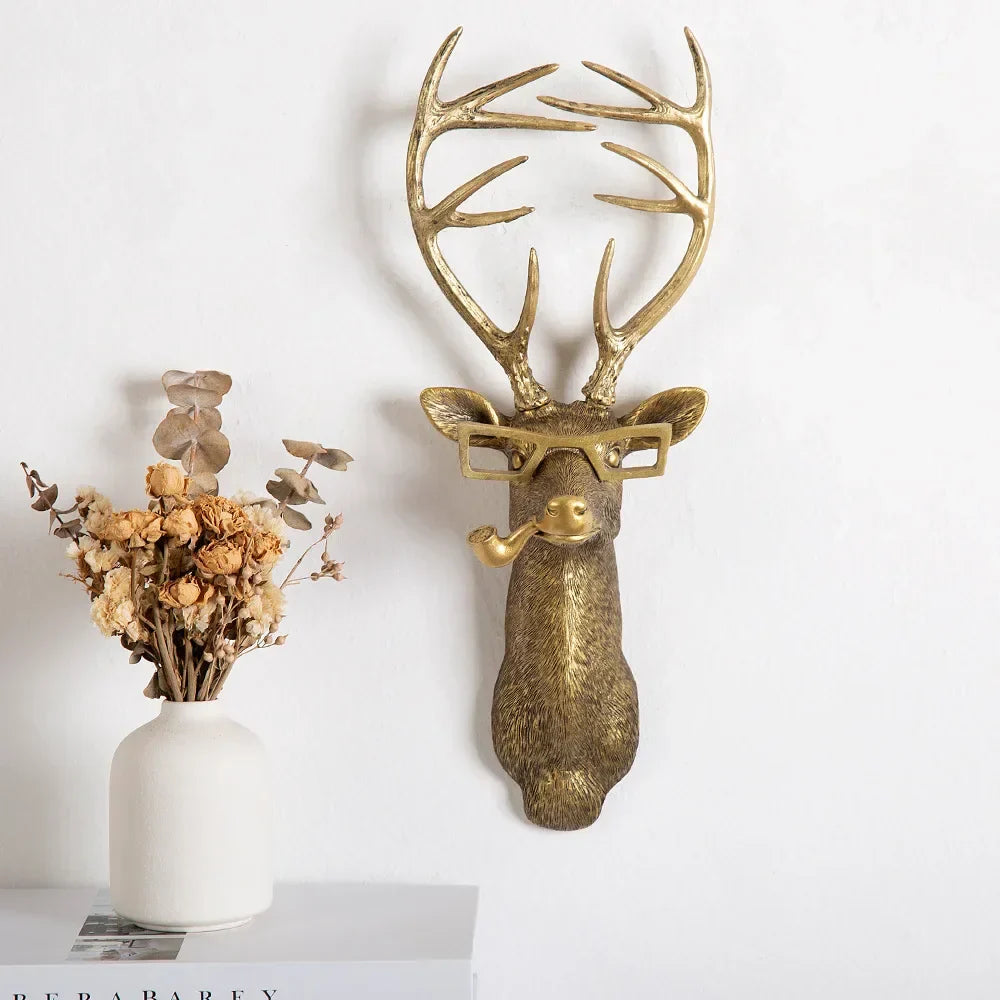 Decorbites™ Golden Deer Head Wall Hook: Antikes Bronzefarbenes Harz-Tieranhänger für Stilvolle Wanddekoration