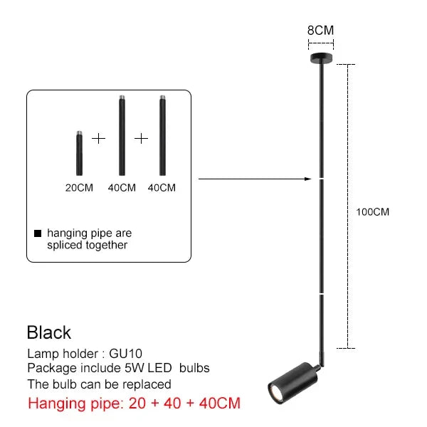 Nordic Adjustable Black or Brass Pendant Light