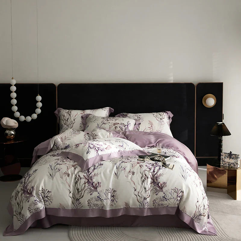 DecorBites™ Eucalyptus Fiber Bedding Set: Duvet Cover, Bed Sheet, Fitted Sheet, Pillowcases