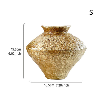 Decorbites™ Goldene Vase Harz-Handwerk Blumenarrangement Heimdekoration Bouquet-Akzent
